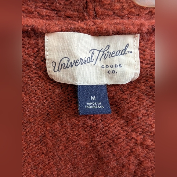 Women's Universal Thread Open-Front Long Cardigan in Rust - Picture 3 of 3